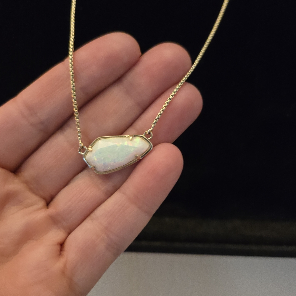 Kendra Scott Gold Necklace with Opal Pendant